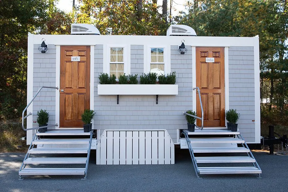Wedding restroom units discretely staged at a venue in Portsmouth, New Hampshire